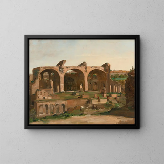 Basilique de Constantin dans le Forum romain - School of Jean-Baptiste-Camille Corot — framed artwork on a wall