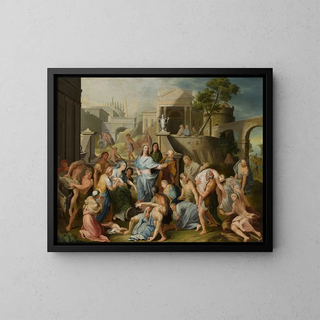The Christ healing the sick - School of Jean-Baptiste Jouvenet — framed artwork on a wall