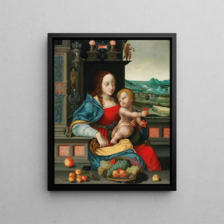 La Madone aux cerises - École de Joos van Cleve — framed artwork on a wall