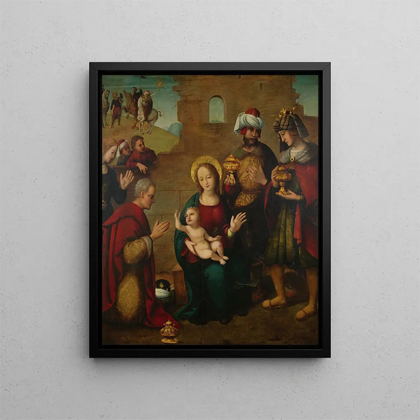 Adoration of the Magi - School of Juan de Borgoña — framed artwork on a wall