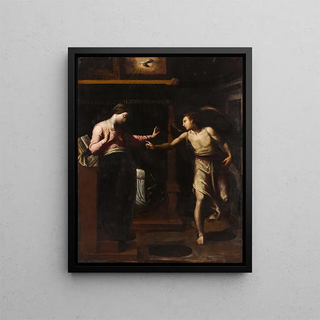 L'Annonciation - School of Luca Cambiaso — framed artwork on a wall
