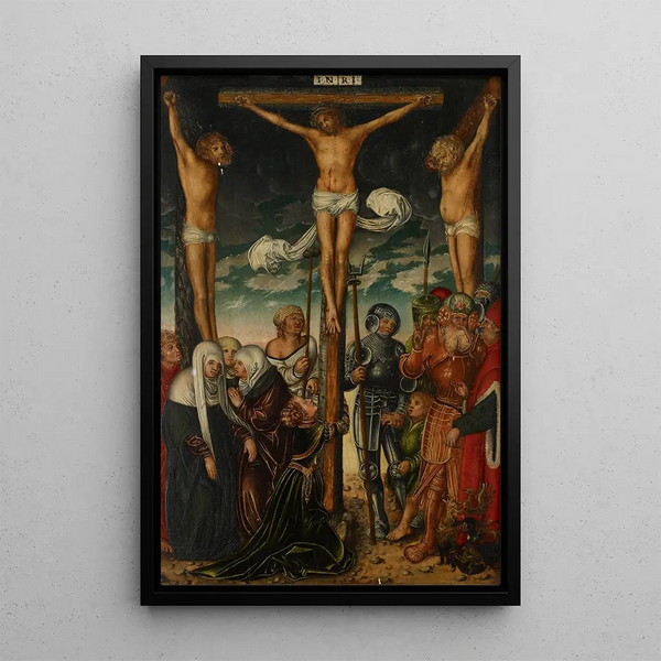 The Crucifixion - School of Lucas Cranach the Elder — framed artwork on a wall