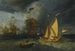 La Flotte hollandaise en mer avec un yacht d'État tirant une salve - Ecole de Ludolf Backhuysen — artwork view