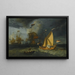 La Flotte hollandaise en mer avec un yacht d'État tirant une salve - Ecole de Ludolf Backhuysen — framed artwork on a wall