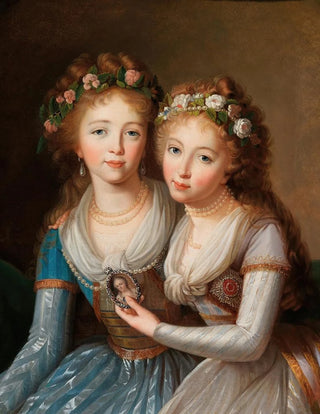 Follower of MarieLouise lisabeth VigeLebrun - Double Portrait of the Grand Duchesses Alexandra 17831801 and Helena 17841803 Romanov daughters of Czar Paul I.webp