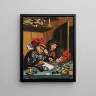 Les changeurs d'argent - École de Marinus van Reymerswaele — framed artwork on a wall