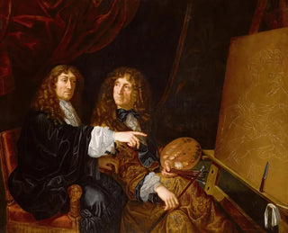 Double portrait painting of Henri and Charles Beaubrun - School of Martin Lambert — artwork view