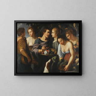 An Allegory of the Five Senses - School of Nicolas Régnier — framed artwork on a wall
