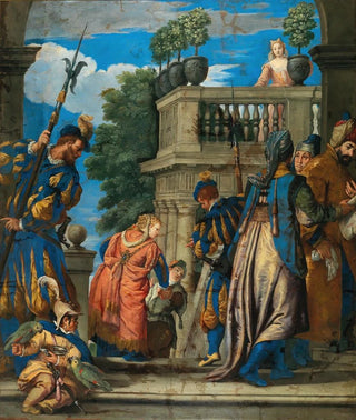 Elegant figures with halberdiers near a loggia - School of Paolo Caliari — artwork view