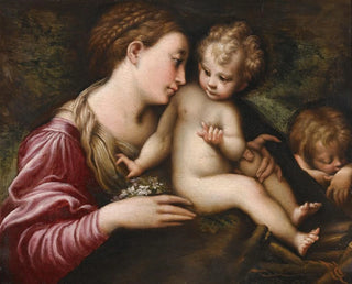 The Virgin and Child with Saint John the Baptist asleep - School of Parmigianino — artwork view