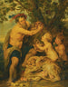 a man drinking with putti and a tiger - School of Peter Paul Rubens — artwork view