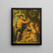 a man drinking with putti and a tiger - School of Peter Paul Rubens — framed artwork on a wall