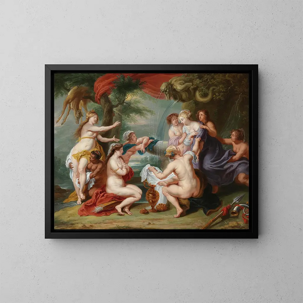 Diane discovering Callisto's pregnancy - School of Peter Paul Rubens — framed artwork on a wall