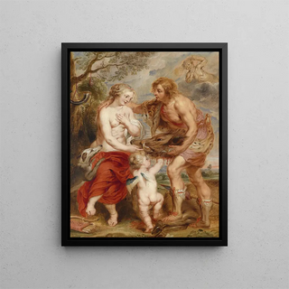 Méléagre et Atalante - École de Peter Paul Rubens — framed artwork on a wall