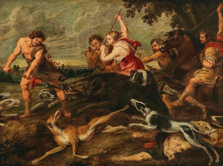 Méléagre et Atalante chassant le sanglier de Calydon - School of Peter Paul Rubens — artwork view