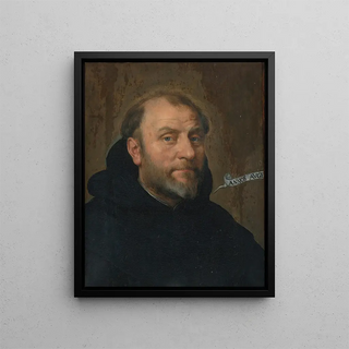 Portrait of a Monk - School of Peter Paul Rubens — framed artwork on a wall
