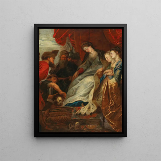La reine Tomyris avec la tête de Cyrus - École de Peter Paul Rubens — framed artwork on a wall