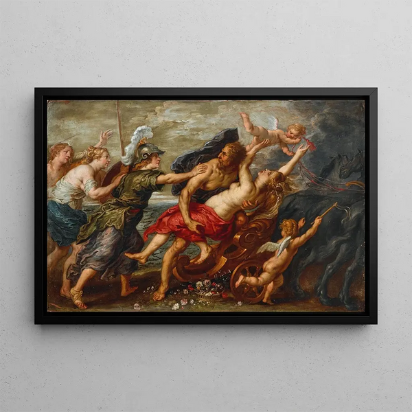 L'Enlèvement de Proserpine - School of Peter Paul Rubens — framed artwork on a wall