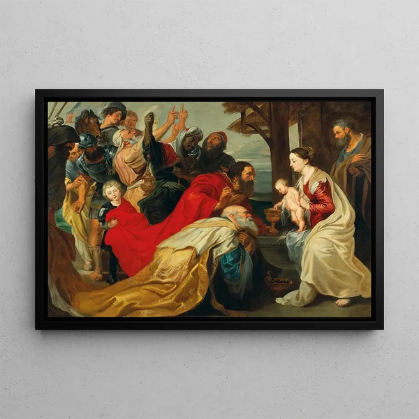 L'Adoration of the Magi - School of Peter Paul Rubens — framed artwork on a wall