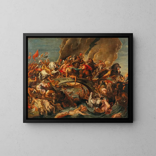 The Battle of the Amazons - School of Peter Paul Rubens — framed artwork on a wall