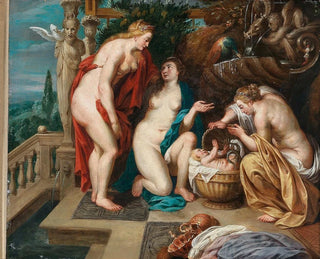 the girls of Cecropios discovering the child Erichthonios - School of Peter Paul Rubens — artwork view