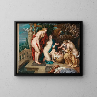 the girls of Cecropios discovering the child Erichthonios - School of Peter Paul Rubens — framed artwork on a wall