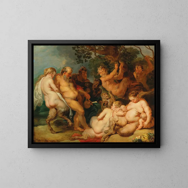 Le Silène ivre - School of Peter Paul Rubens — framed artwork on a wall