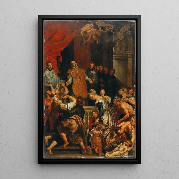 Les Miracles de Saint Ignace de Loyola - Ecole de Peter Paul Rubens — framed artwork on a wall