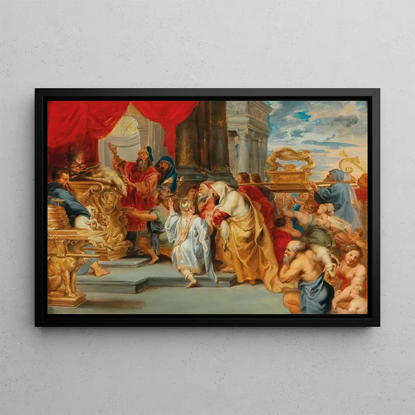 The Sacrifice of the Old Covenant - School of Peter Paul Rubens — framed artwork on a wall