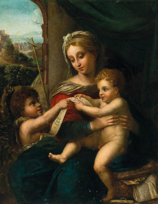 The Virgin and Child with the Little Saint John the Baptist - School of Raphael — artwork view