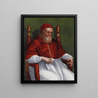Portrait of Pope Julius II - School of Raphael — framed artwork on a wall