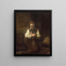 a girl with a broom - School of Rembrandt van Rijn — framed artwork on a wall