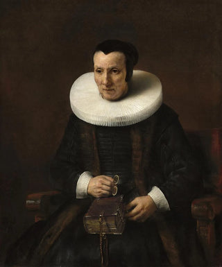 A old lady with a book - School of Rembrandt van Rijn — artwork view