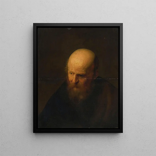 Head of an Old Man - School of Rembrandt van Rijn — framed artwork on a wall