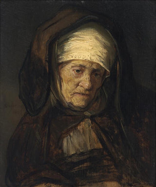Head of an elderly woman - School of Rembrandt van Rijn — artwork view