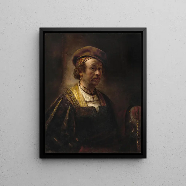 Portrait of Rembrandt - School of Rembrandt van Rijn — framed artwork on a wall