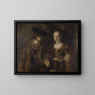 Les Fiancés - School of Rembrandt van Rijn — framed artwork on a wall