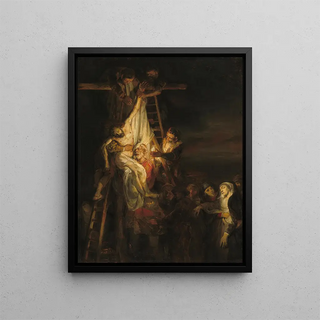 The Descent from the Cross - School of Rembrandt van Rijn — framed artwork on a wall