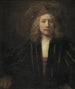 Young man wearing a cap decorated with pearls - School of Rembrandt van Rijn — artwork view