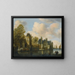 a fortified city on a river with a ferry - School of Salomon van Ruysdael — framed artwork on a wall