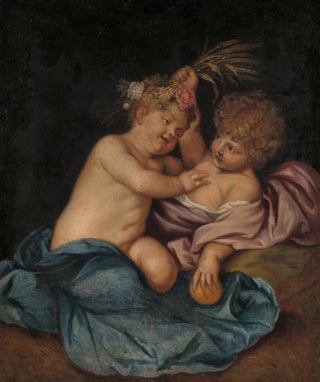 Follower of Thomas Willeboirts Bosschaert - Two Infants Personifications of Spring and Autumn.webp