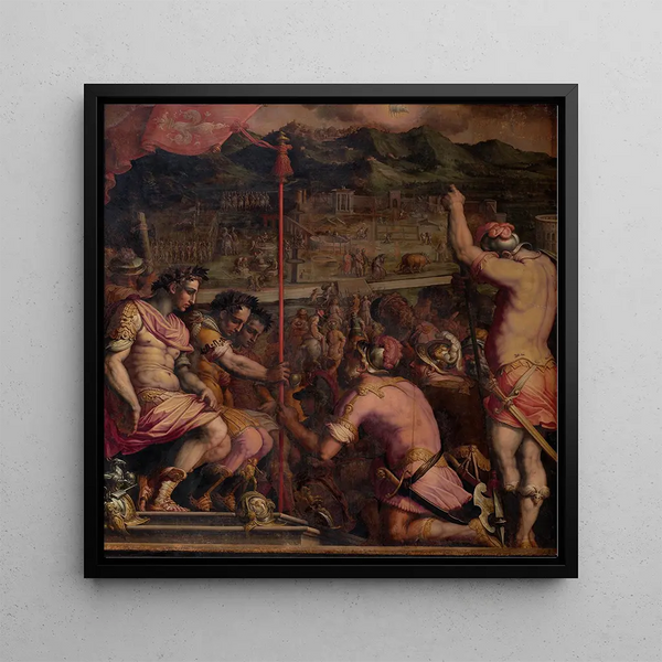 Fondation de Florentia, une colonie romaine - Giorgio Vasari — framed artwork on a wall