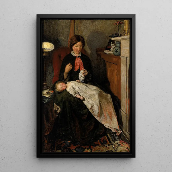Waiting, an English household from 1854-55 - Ford Madox Brown — framed artwork on a wall