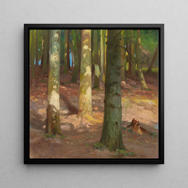 Forest Painting - Adolf Kaufmann — framed artwork on a wall