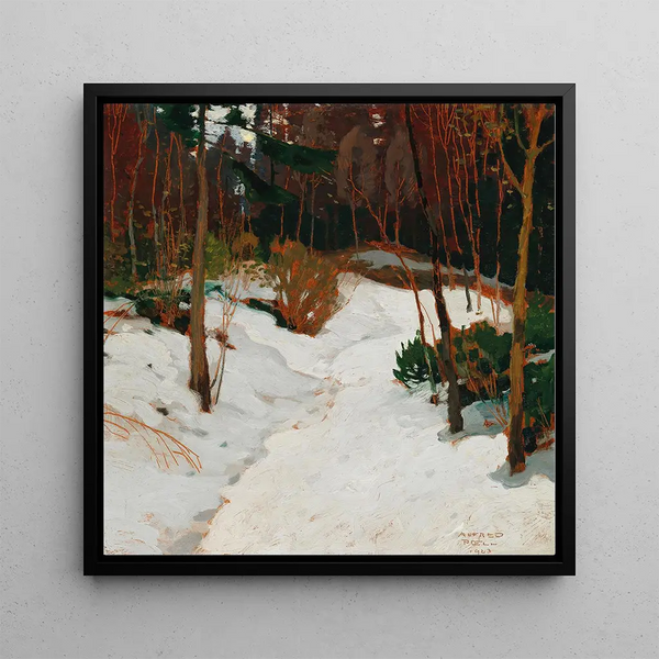 Winter Forest Painting - Alfred Poell — framed artwork on a wall