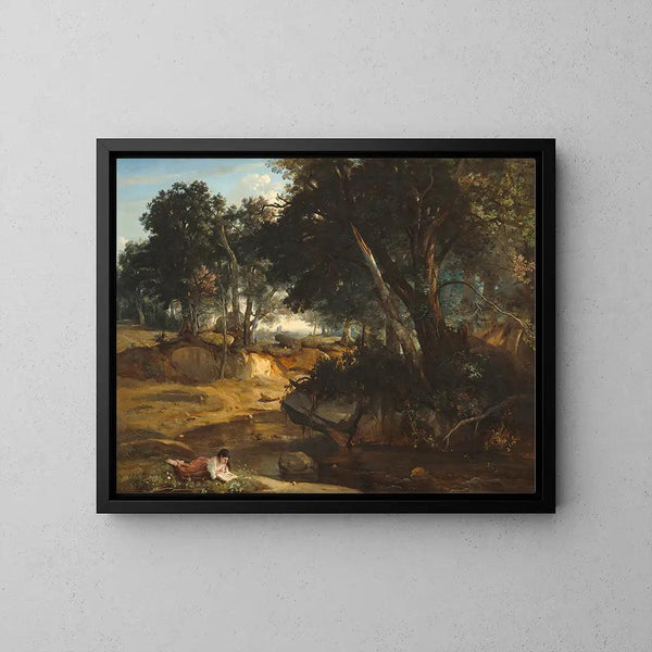 Reproduction of the painting Forest of Fontainebleau by Jean-Baptiste-Camille Corot