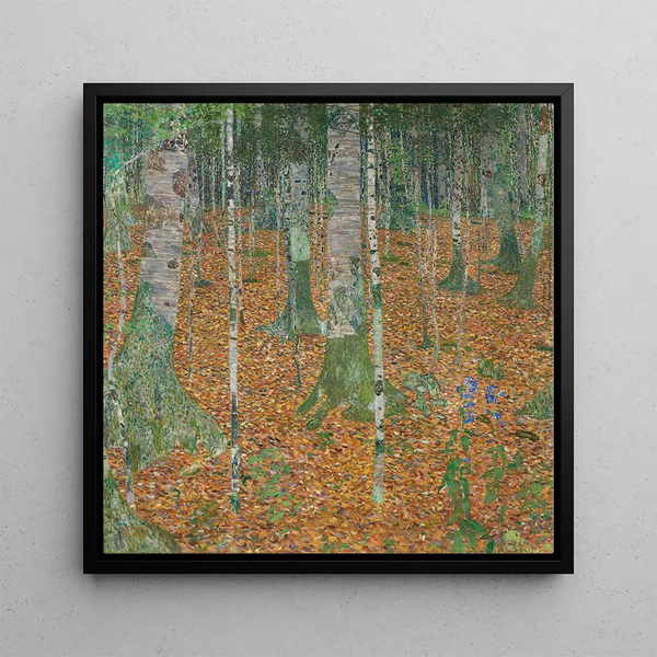 Birch Forest - Gustav Klimt — framed artwork on a wall