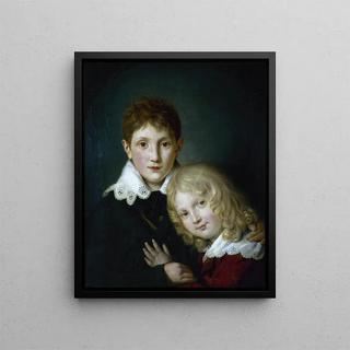 Paul 18041880 and Alfred 18101857 by Musset children - Fortuné Dufau — framed artwork on a wall