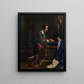 Saint Louis en prière - Fortuné Dufau — framed artwork on a wall