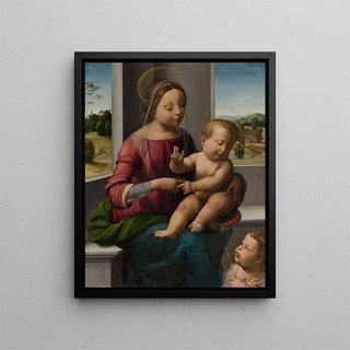 The Virgin and Child with the Young Saint John the Baptist - Fra Bartolomeo — framed artwork on a wall